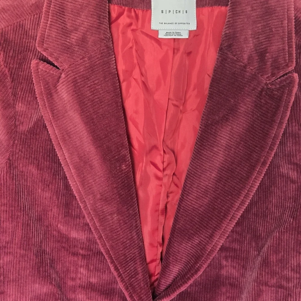 RVCA Women's Burgundy Corduroy Two-Button Blazer Size S/8 Academia Preppy